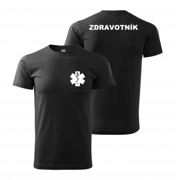Poháry.com® Tričko ZDRAVOTNÍK černé s bílým potiskem XL pánské