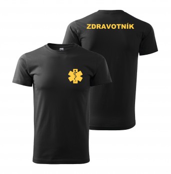 Poháry.com® Tričko ZDRAVOTNÍK černé se žlutým potiskem XL pánské