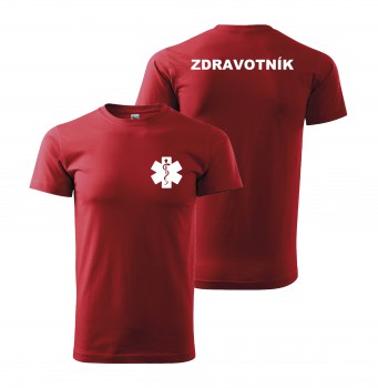 Poháry.com® Tričko ZDRAVOTNÍK červené s bílým potiskem XS pánské