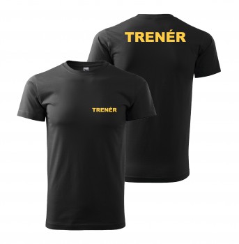 Poháry.com® Tričko TRENÉR černé se žlutým potiskem XL pánské