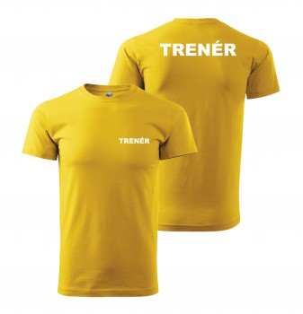 Poháry.com® Tričko TRENÉR žluté s bílým potiskem L pánské