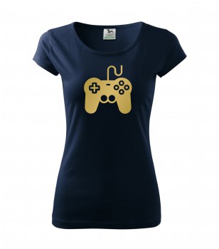 Poháry.com® Tričko pro hráče H01 námořní modrá se zlatým potiskem S dámské