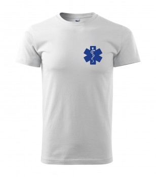 Poháry.com® Tričko pro zdravotníka D15 bílé s modrým potiskem XL pánské