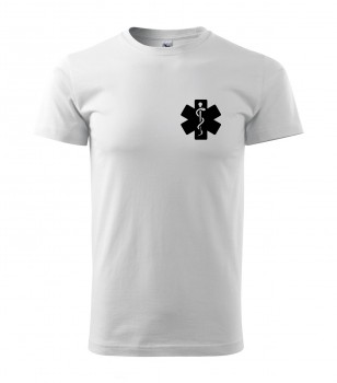Poháry.com® Tričko pro zdravotníka D15 bílé s černým potiskem XXL pánské