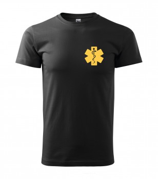 Poháry.com® Tričko pro zdravotníka D15 černé se žlutým potiskem M pánské