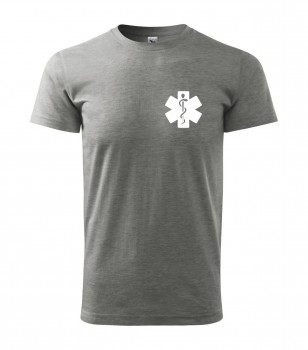 Poháry.com® Tričko pro zdravotníka D15 šedé s bílým potiskem M pánské