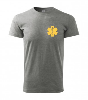 Poháry.com® Tričko pro zdravotníka D15 šedé se žlutým potiskem