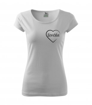 Poháry.com® Svatební tričko pro nevěstu srdce bílé s černým potiskem M dámské