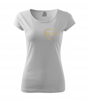 Poháry.com® Svatební tričko pro družičku srdce bílé se zlatým potiskem