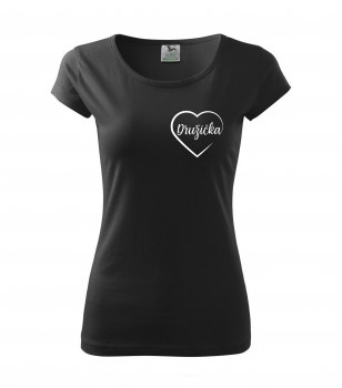 Poháry.com® Svatební tričko pro družičku srdce černé s bílým potiskem M dámské