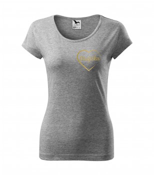 Poháry.com® Svatební tričko pro družičku srdce šedé se zlatým potiskem L dámské