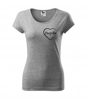 Poháry.com® Svatební tričko pro družičku srdce šedé s černým potiskem L dámské