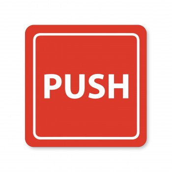Poháry.com® Piktogram Push bílý hliník s červeným pozadím