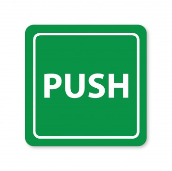 Poháry.com® Piktogram Push bílý hliník se zeleným pozadím