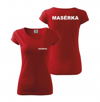 Poháry.com® Tričko MASÉRKA červené s bílým potiskem XXL dámské