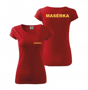 Poháry.com® Tričko MASÉRKA červené se žlutým potiskem XXL dámské