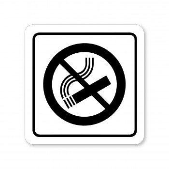 Poháry.com® Piktogram zákaz kouření bílý hliník