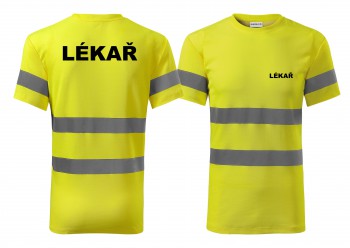 Poháry.com® Reflexní tričko žlutá Lekář černý potisk M pánské