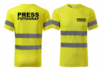 Poháry.com® Reflexní tričko žlutá Press-fotograf XS pánské