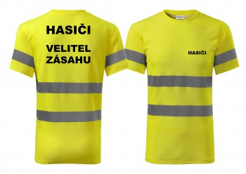 Poháry.com® Reflexní tričko žlutá Hasiči-Velitel zásahu M pánské
