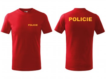 Poháry.com® Tričko POLICIE dětské červené se žlutým potiskem 158 cm/12 let