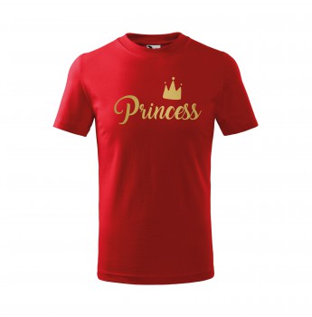 Poháry.com® Tričko Princess dětské červené se zlatým potiskem 158 cm/12 let