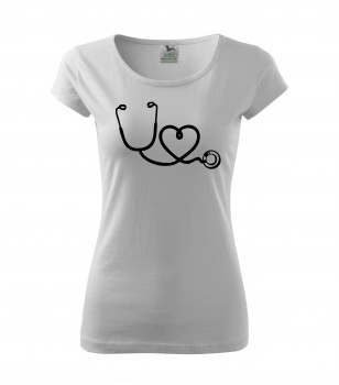 Poháry.com® Tričko pro zdravotní sestřičku D14 bílé/černý potisk XS dámské