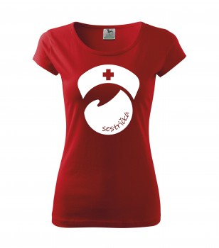 Poháry.com® Tričko pro zdravotní sestřičku D8 červené M dámské