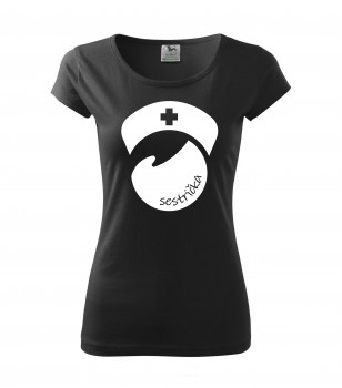 Poháry.com® Tričko pro zdravotní sestřičku D8 černé L dámské