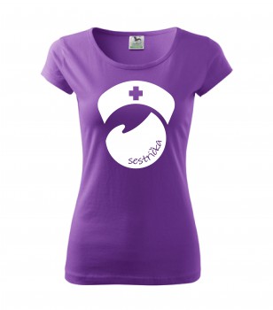 Poháry.com® Tričko pro zdravotní sestřičku D8 fialové M dámské