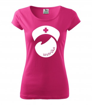 Poháry.com® Tričko pro zdravotní sestřičku D8 růžové M dámské
