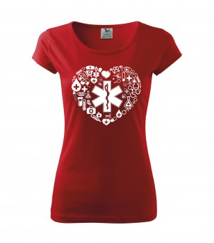 Poháry.com® Tričko pro zdravotní sestřičku D18 červené M dámské