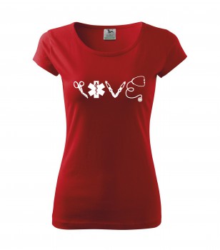 Poháry.com® Tričko pro zdravotní sestřičku D16 červené XS dámské