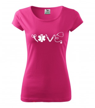 Poháry.com® Tričko pro zdravotní sestřičku D16 růžové/bí S dámské