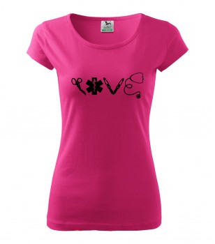 Poháry.com® Tričko pro zdravotní sestřičku D16 růžové/č S dámské