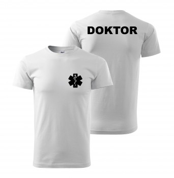 Poháry.com® Tričko DOKTOR bílé/černý potisk XS pánské