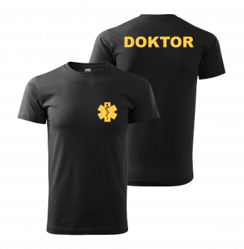 Poháry.com® Tričko DOKTOR černé/žlutý potisk
