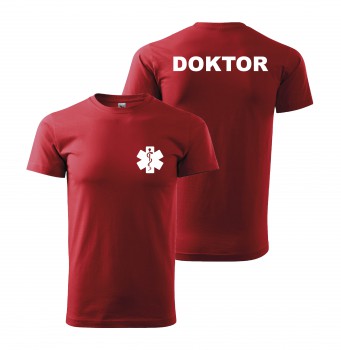 Poháry.com® Tričko DOKTOR červené/bílý potisk XL pánské