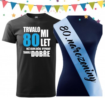 Poháry.com® Narozeninové tričko se šerpou k 80. narozeninám XL pánské