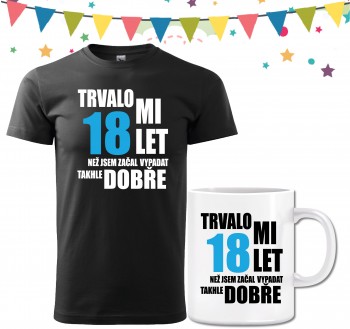 Poháry.com® Narozeninové tričko s hrnečkem k 18. narozeninám XL pánské