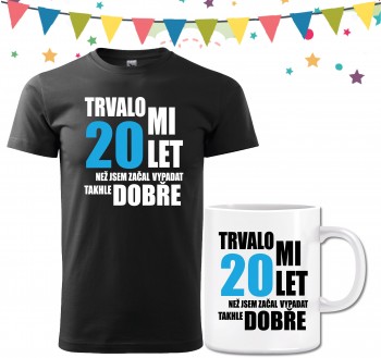 Poháry.com® Narozeninové tričko s hrnečkem k 20. narozeninám M pánské
