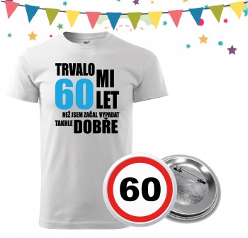 Poháry.com® Narozeninové tričko s plackou k 60. narozeninám - bílé XXL pánské