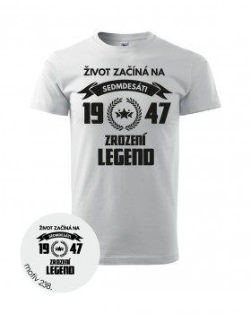 Poháry.com® Tričko zrození legend 238 bílé XS pánské