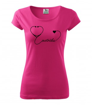 Poháry.com® Tričko pro zdravotní sestřičku D17 růžové M dámské